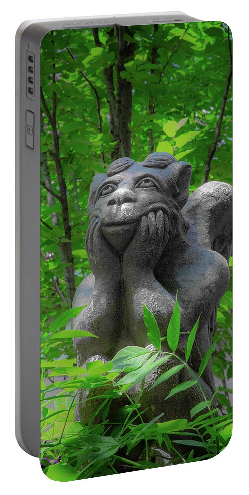Gargoyle Portable Battery Charger featuring the photograph Daydreaming Gargoyle by Lora J Wilson