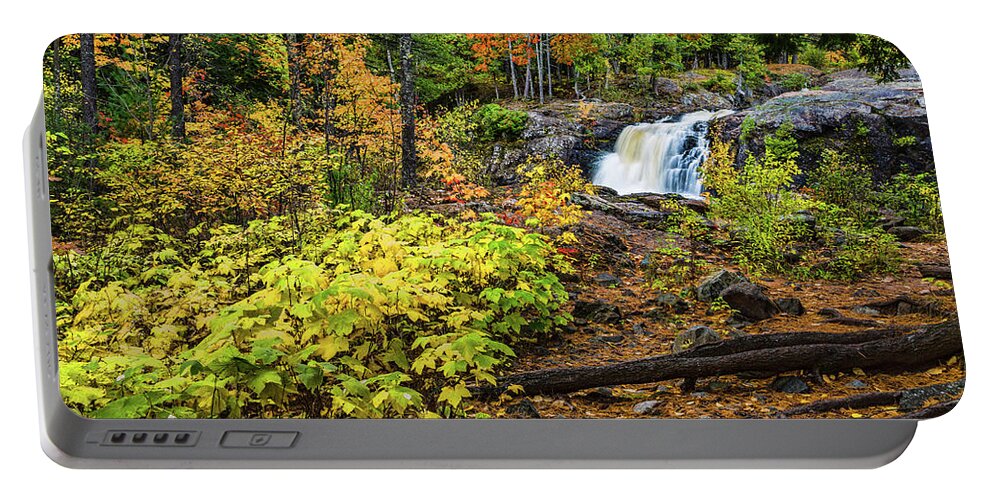 Michigan Color Portable Battery Charger featuring the photograph Dead River Falls by Joe Holley