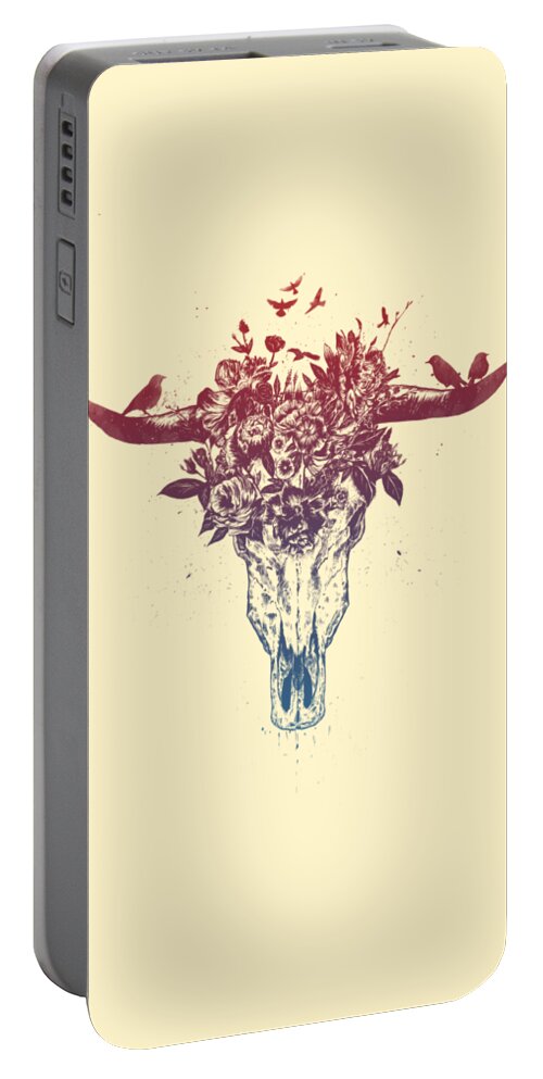 Bull Portable Battery Charger featuring the drawing Dead summer by Balazs Solti