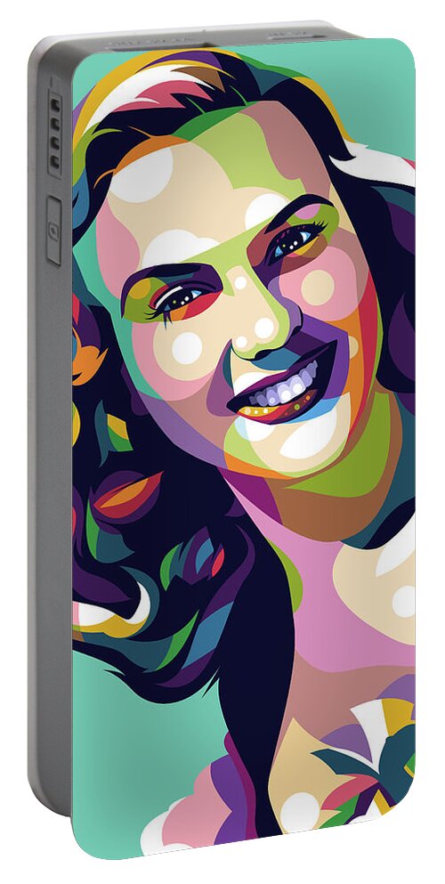 Deanna Portable Battery Charger featuring the digital art Deanna Durbin by Stars on Art