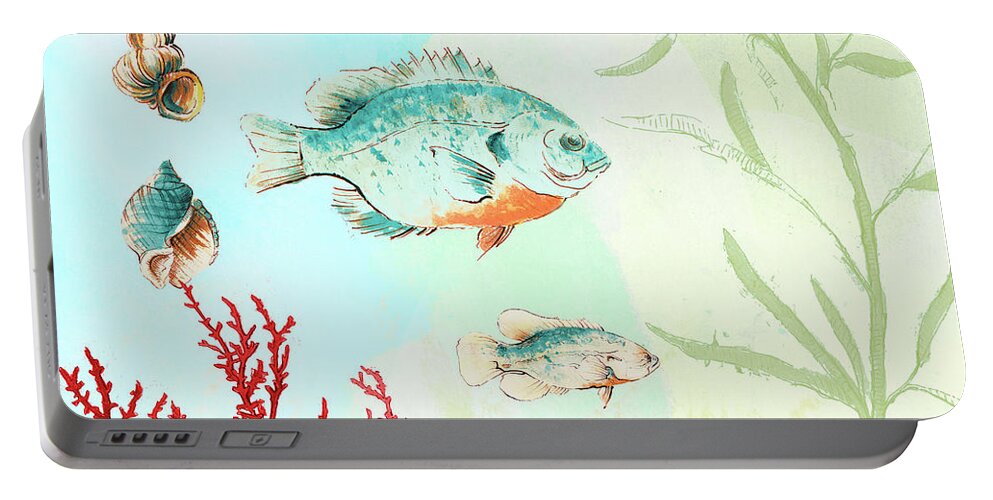 Deep Portable Battery Charger featuring the painting Deep Sea Coral II by Lanie Loreth