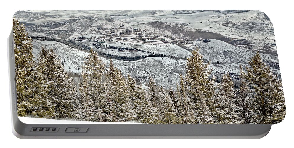 Deer Valley Portable Battery Charger featuring the photograph Deer Valley Alpine Skier by Adam Jewell