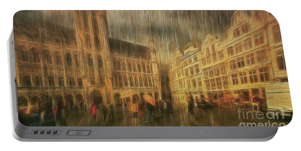La Grande Place Portable Battery Charger featuring the photograph Deluge by Leigh Kemp