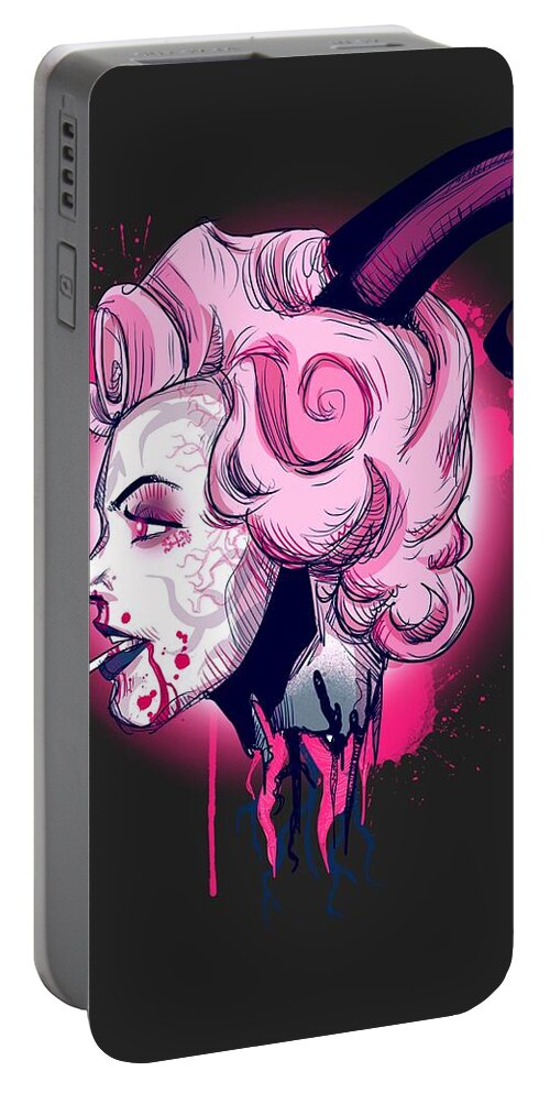 Hell Portable Battery Charger featuring the drawing Demons Are A Girl's Best Friend by Ludwig Van Bacon