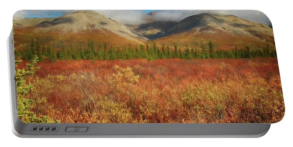 Denali Portable Battery Charger featuring the photograph Denali Nat'l Park in All Her Glory by Dyle Warren