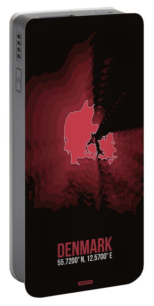 Map Of Denmark Portable Battery Charger featuring the digital art Denmark Radiant Map III by Naxart Studio