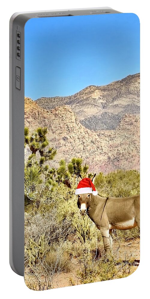 Donkey Portable Battery Charger featuring the photograph Desert Donkey - Christmas Edition by Beth Myer Photography