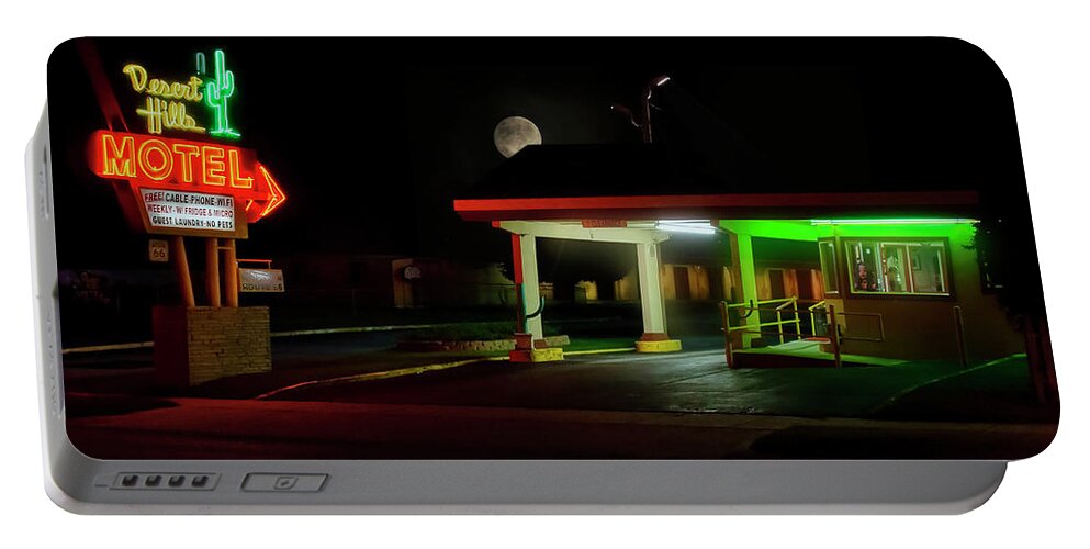 Desert Hills Portable Battery Charger featuring the photograph Desert Hills Motel by Micah Offman