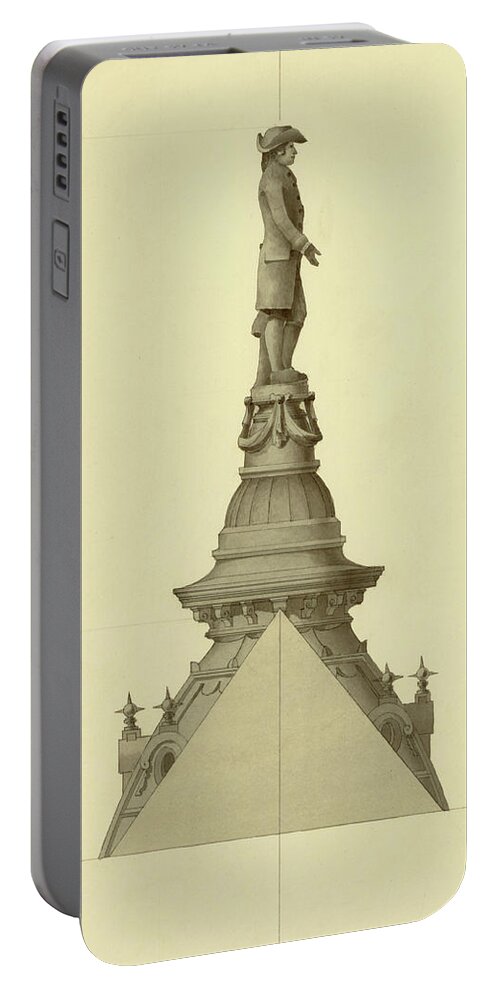 Thomas Ustick Walter Portable Battery Charger featuring the drawing Design For City Hall Tower by Thomas Ustick Walter