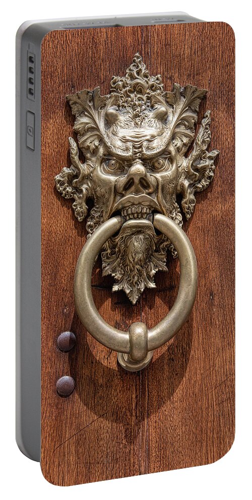 Devil Portable Battery Charger featuring the photograph Devil Door of Venice by David Letts