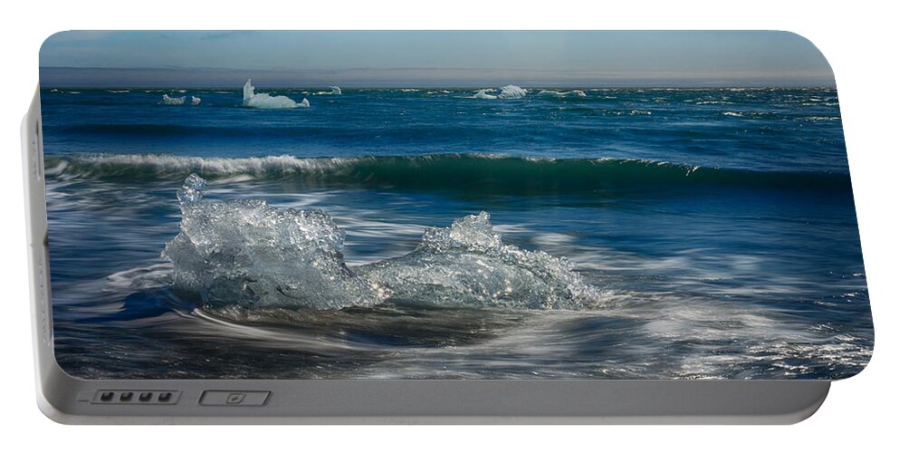 Iceland Portable Battery Charger featuring the photograph Diamond on the Beach by Amanda Jones