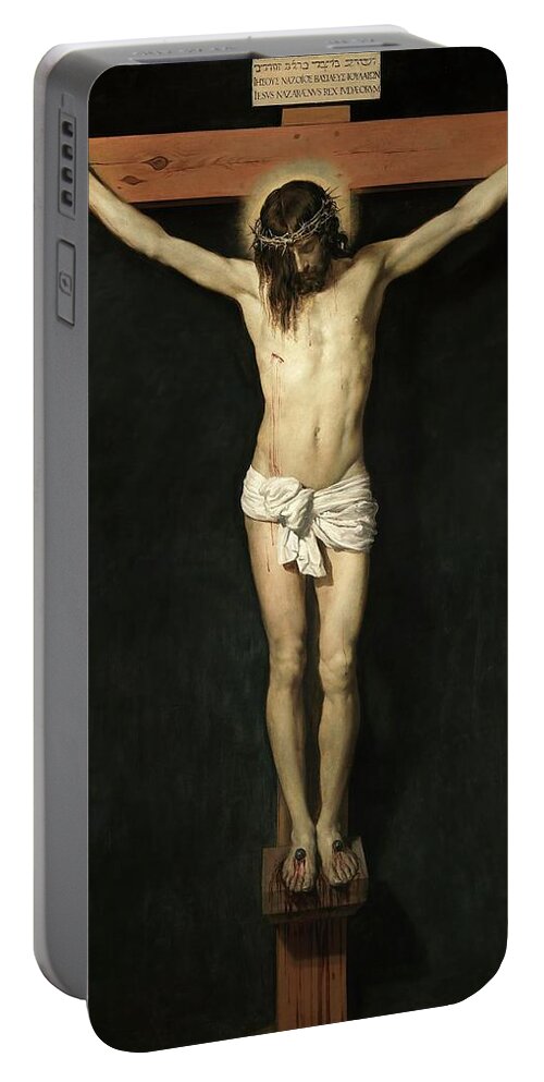 Christ Crucified Portable Battery Charger featuring the painting Diego Rodriguez de Silva y Velazquez / 'Christ Crucified', ca. 1632, Spanish School. by Diego Velazquez -1599-1660-
