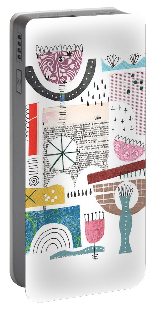 Collage Portable Battery Charger featuring the mixed media Dim to Three by Lucie Duclos