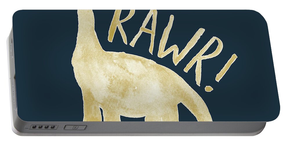 Rawr Portable Battery Charger featuring the mixed media Dinosaur Rawr by Sd Graphics Studio