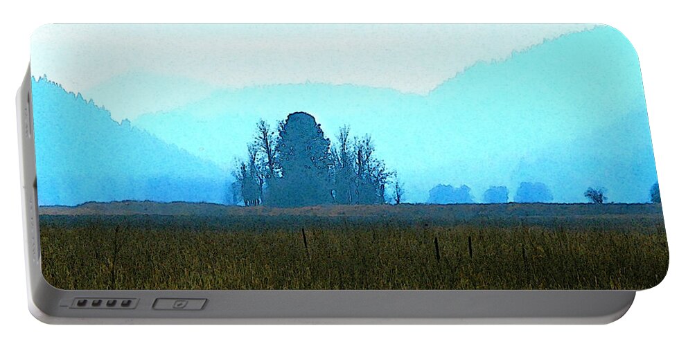 Atmospheric Portable Battery Charger featuring the photograph Distant Mountains by Robert Bissett