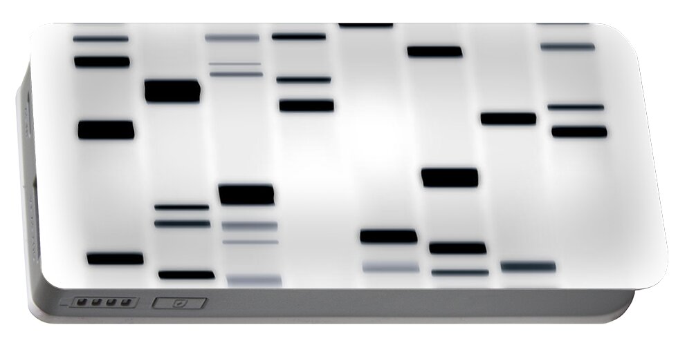 Dna Art Portable Battery Charger featuring the digital art DNA Art Black on White by Michael Tompsett