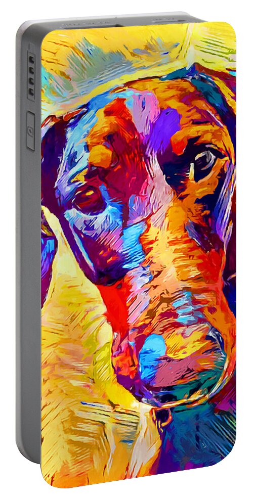 Doberman Portable Battery Charger featuring the painting Doberman 4 by Chris Butler