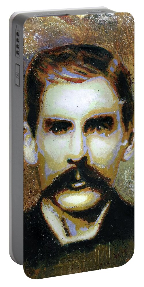 Doc Holliday Portable Battery Charger featuring the painting Doc Holliday by Steve Gamba