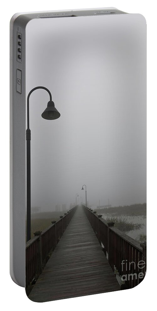 Fog Portable Battery Charger featuring the photograph Dockside Southern Fog by Dale Powell