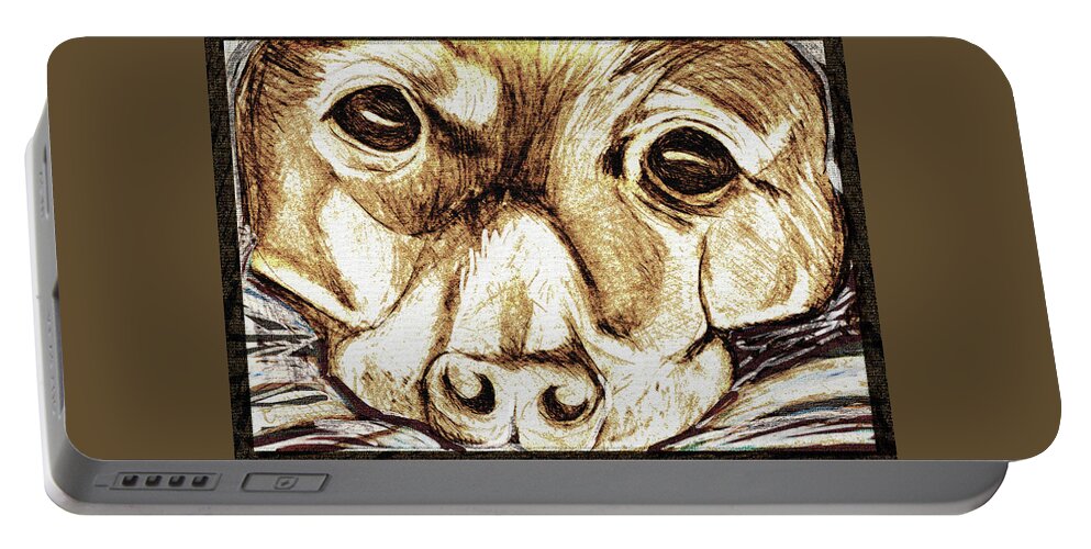 Basset Hound Portable Battery Charger featuring the drawing Dog Eyes by Rod Whyte