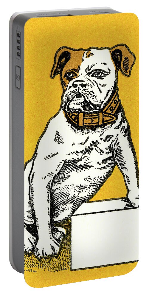 Animal Portable Battery Charger featuring the drawing Dog on a box by CSA Images