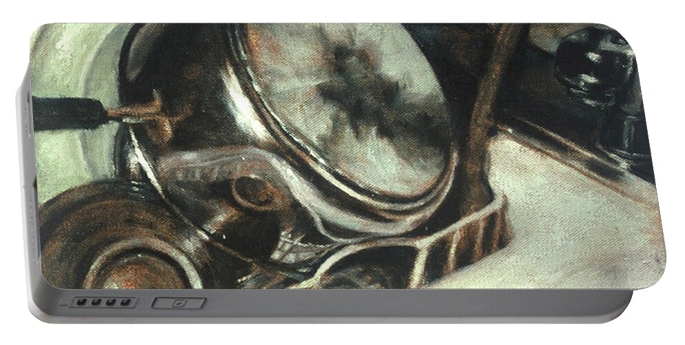 Sink Portable Battery Charger featuring the painting Domestication #2 by Janet Zoya