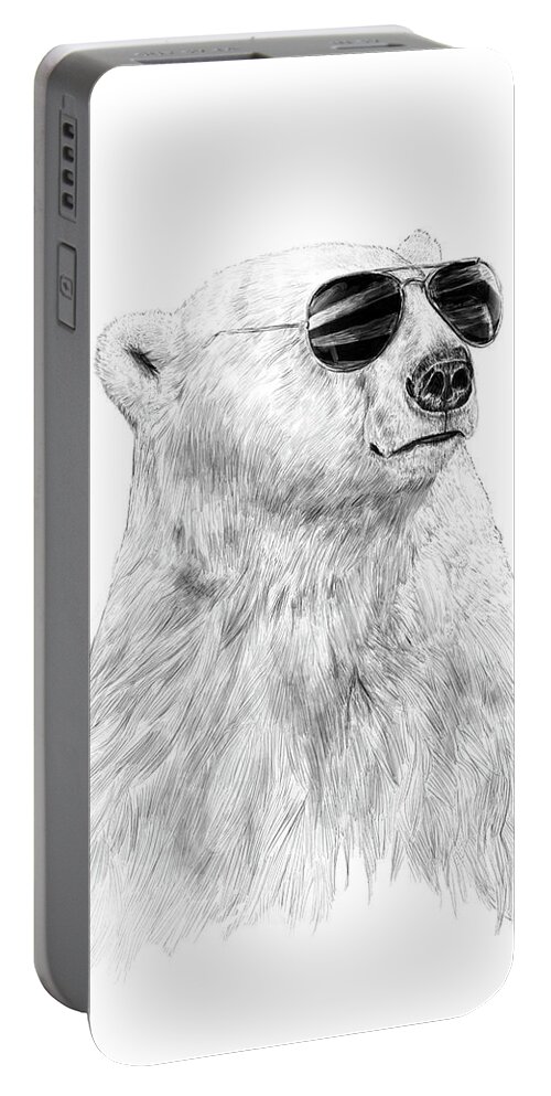 Polar Bear Portable Battery Charger featuring the drawing Don't let the sun go down by Balazs Solti