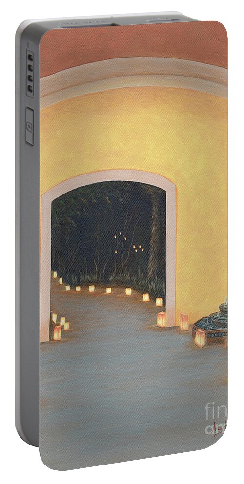 New Portable Battery Charger featuring the painting Doorway to the Festival of Lights by Aicy Karbstein