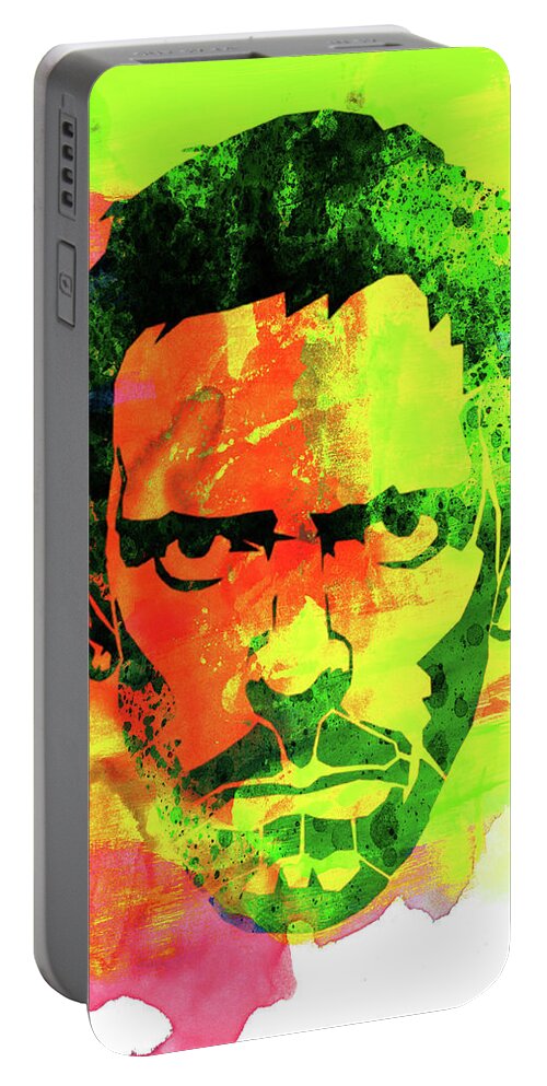 Movies Portable Battery Charger featuring the mixed media Dr. Gregory House Watercolor by Naxart Studio