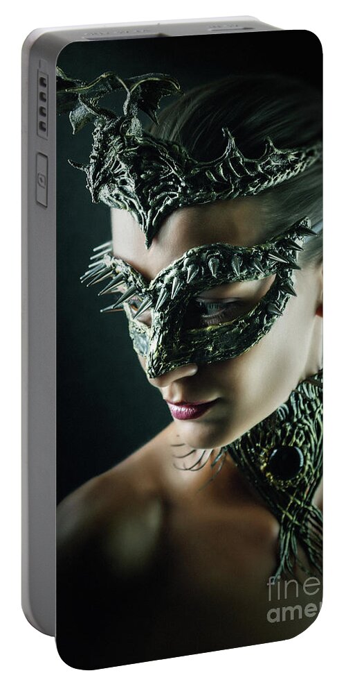 Amazing Mask Portable Battery Charger featuring the photograph Dragon Queen Vintage eye mask by Dimitar Hristov
