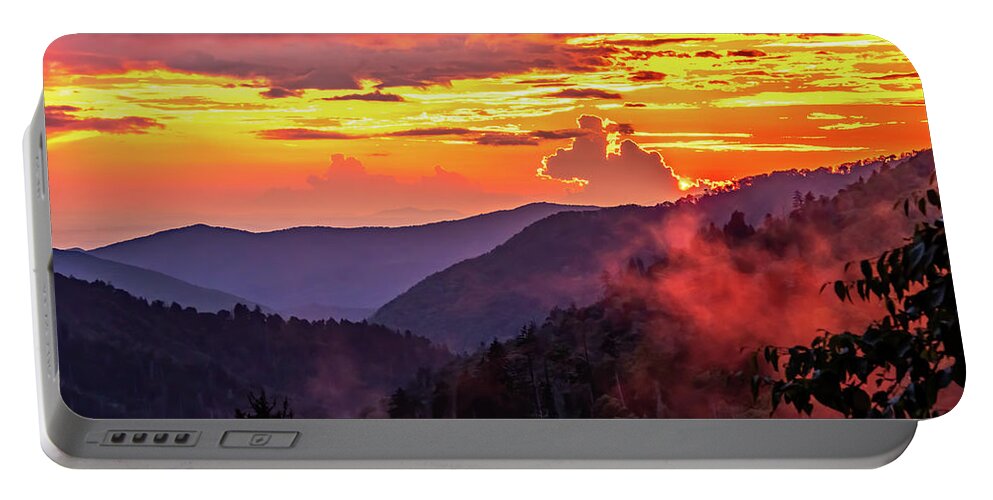 Morton Overlook Portable Battery Charger featuring the photograph Drama at Day's End by Marcy Wielfaert