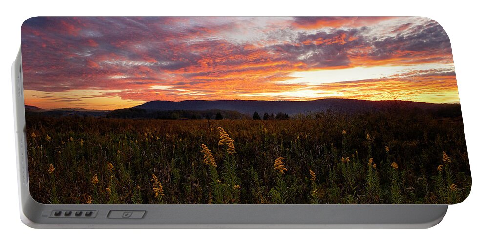 Sunset Portable Battery Charger featuring the photograph Drama Sky in Canaan Valley by Jaki Miller