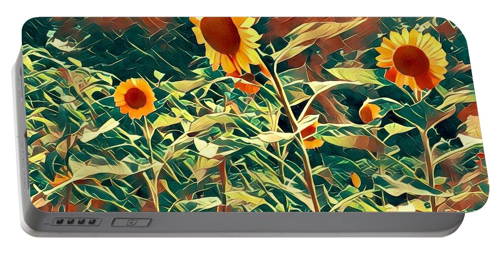 Sunflowers Portable Battery Charger featuring the digital art Dream of Sunflowers by Karen Francis