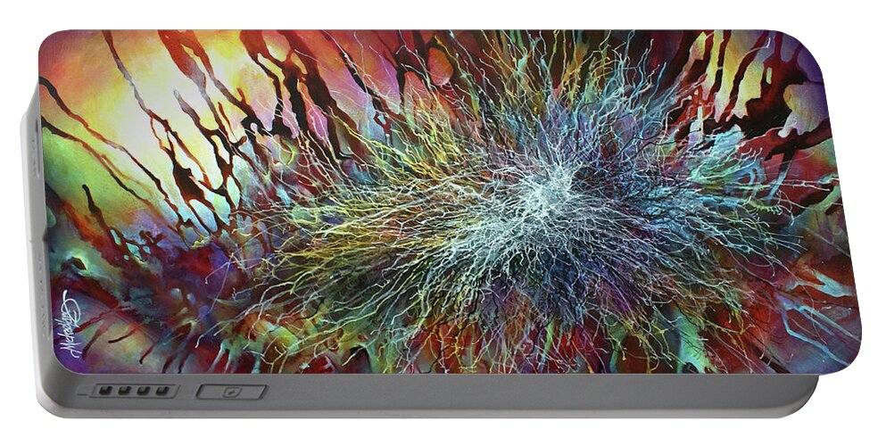 Abstract Portable Battery Charger featuring the painting Dreaming by Michael Lang