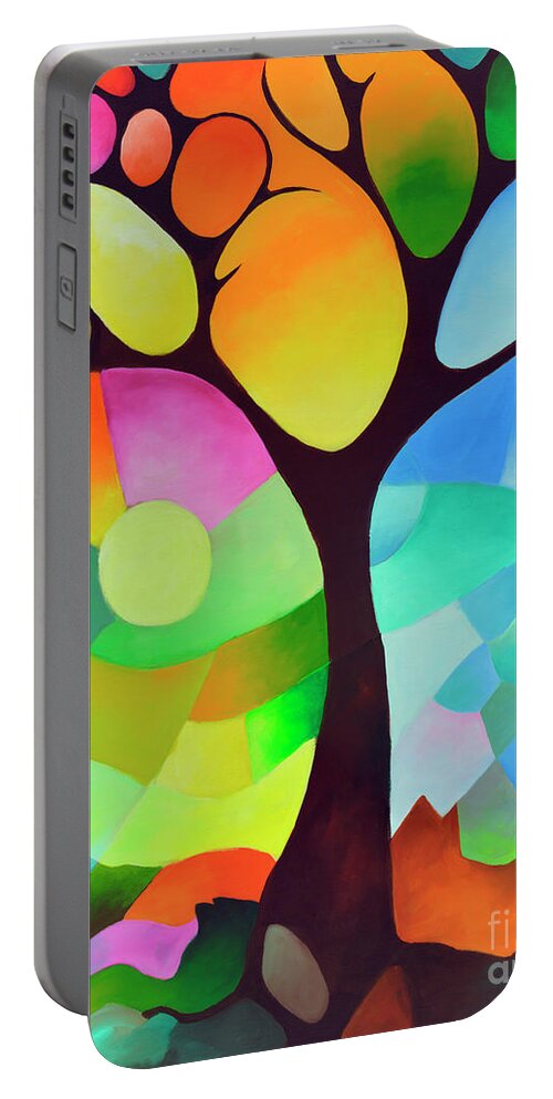 Tree Portable Battery Charger featuring the painting Dreaming Tree by Sally Trace