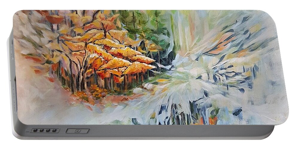 Abstract Portable Battery Charger featuring the painting Dreamland by Jo Smoley
