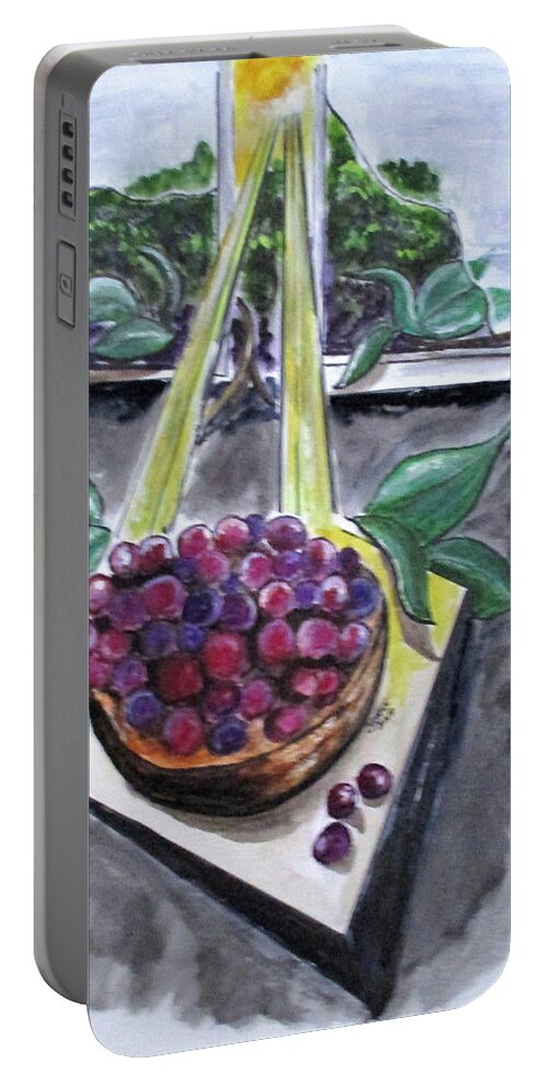 Fruit Portable Battery Charger featuring the painting Dreams of Grapes by Clyde J Kell