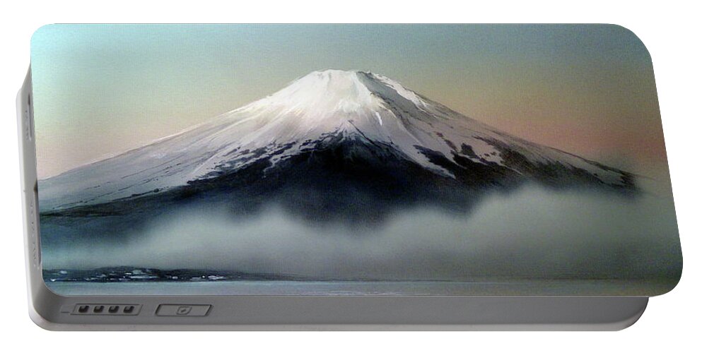 Russian Artists New Wave Portable Battery Charger featuring the painting Dreamy Mount Fuji by Alina Oseeva