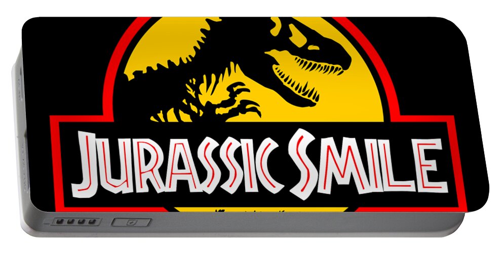 Sci-fi Portable Battery Charger featuring the digital art Jurassic Smile Logo by Andrea Gatti