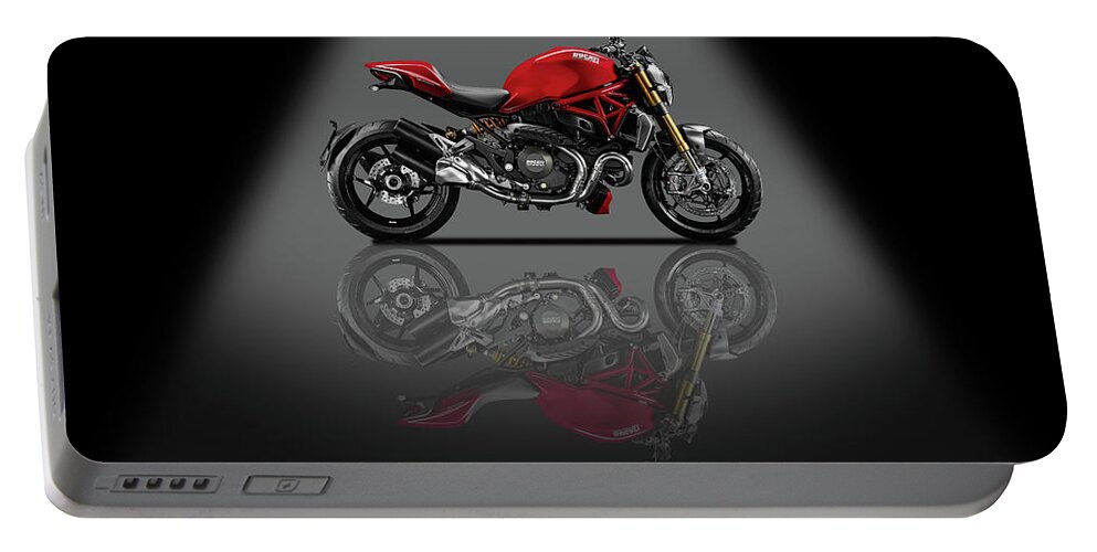 Ducati Portable Battery Charger featuring the mixed media Ducati Monster 696 Spotlight by Smart Aviation