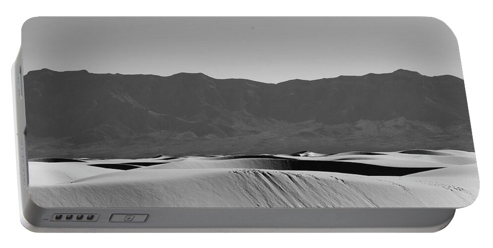 Richard E. Porter Portable Battery Charger featuring the photograph Dunes and Mountains #4151 - White Sands National Monument, New Mexico by Richard Porter