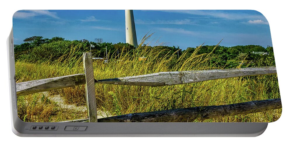 Atlantic Coast Portable Battery Charger featuring the photograph Dunes at Cape May Light by Nick Zelinsky Jr