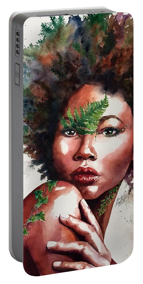 African Beauty Portable Battery Charger featuring the painting Earth Goddess by Michal Madison