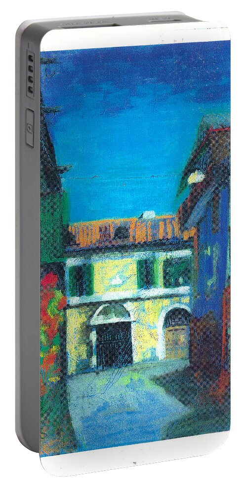 Cervia Portable Battery Charger featuring the pastel Edifici by Suzanne Giuriati Cerny