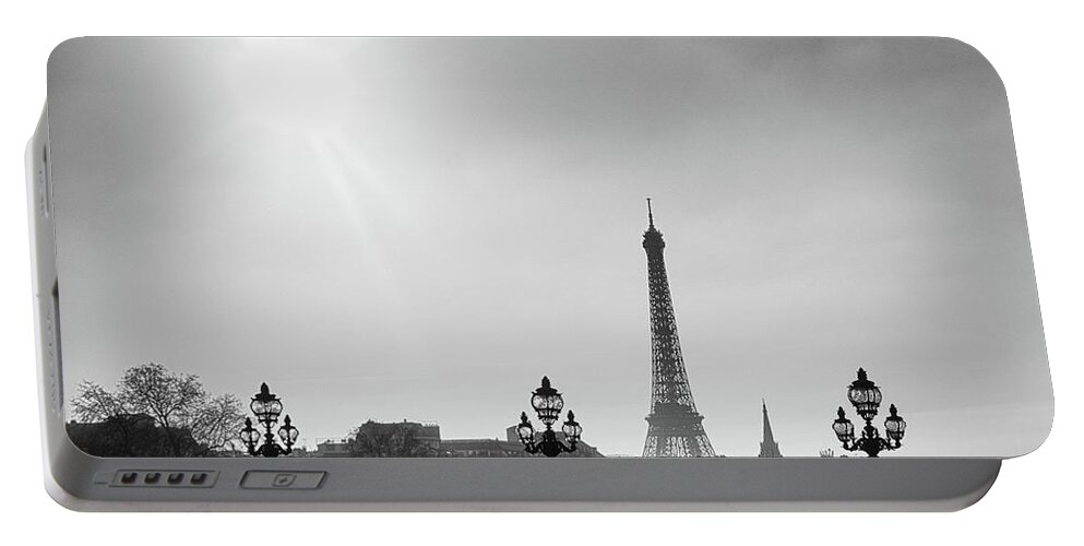 Eiffel Portable Battery Charger featuring the photograph Eiffel Tower from Pont Alexandre 1 by Nigel R Bell