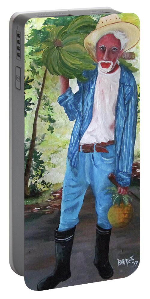 Hillbilly Portable Battery Charger featuring the painting El Jibarito by Gloria E Barreto-Rodriguez