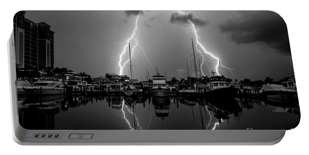 Black And White Portable Battery Charger featuring the photograph Elegance in Black and White by Quinn Sedam