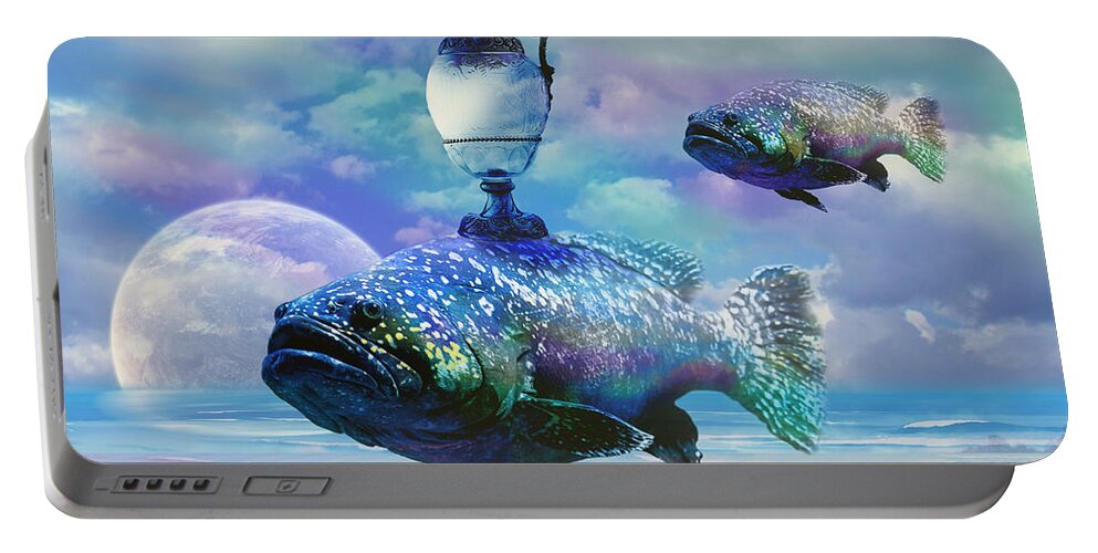 Fish Portable Battery Charger featuring the digital art Elixir of eternal life by Alexa Szlavics