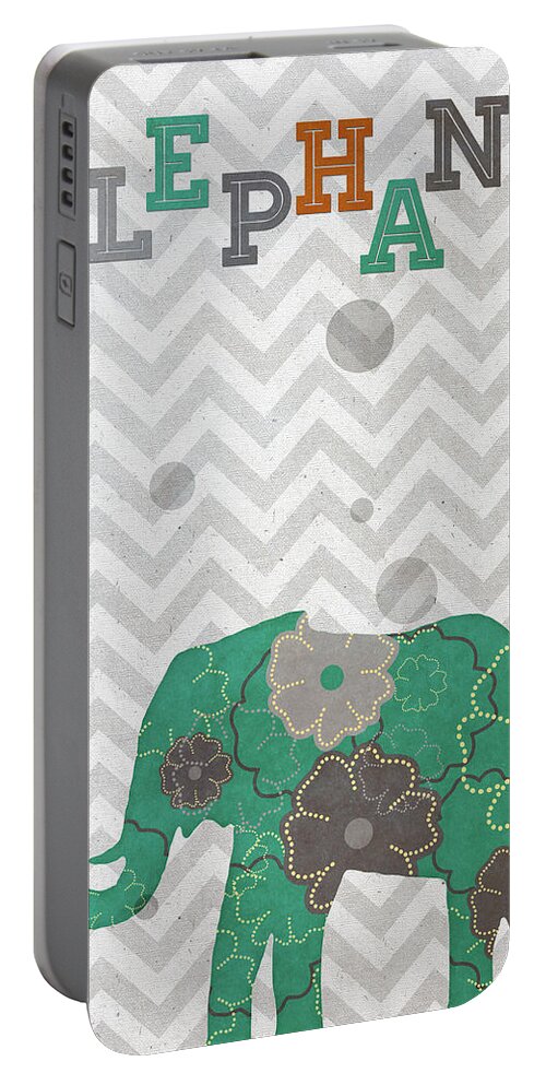 Elephant Portable Battery Charger featuring the mixed media Emerald Elephant by Sd Graphics Studio