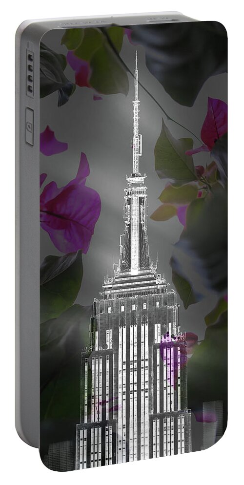 Empire State Building Portable Battery Charger featuring the photograph Empire Floral by Az Jackson